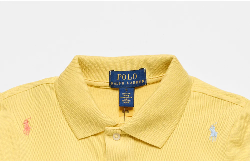 Детская футболка-поло "Пони Стретч Меш" жёлтая от Polo Ralph Lauren Children — фото 4
