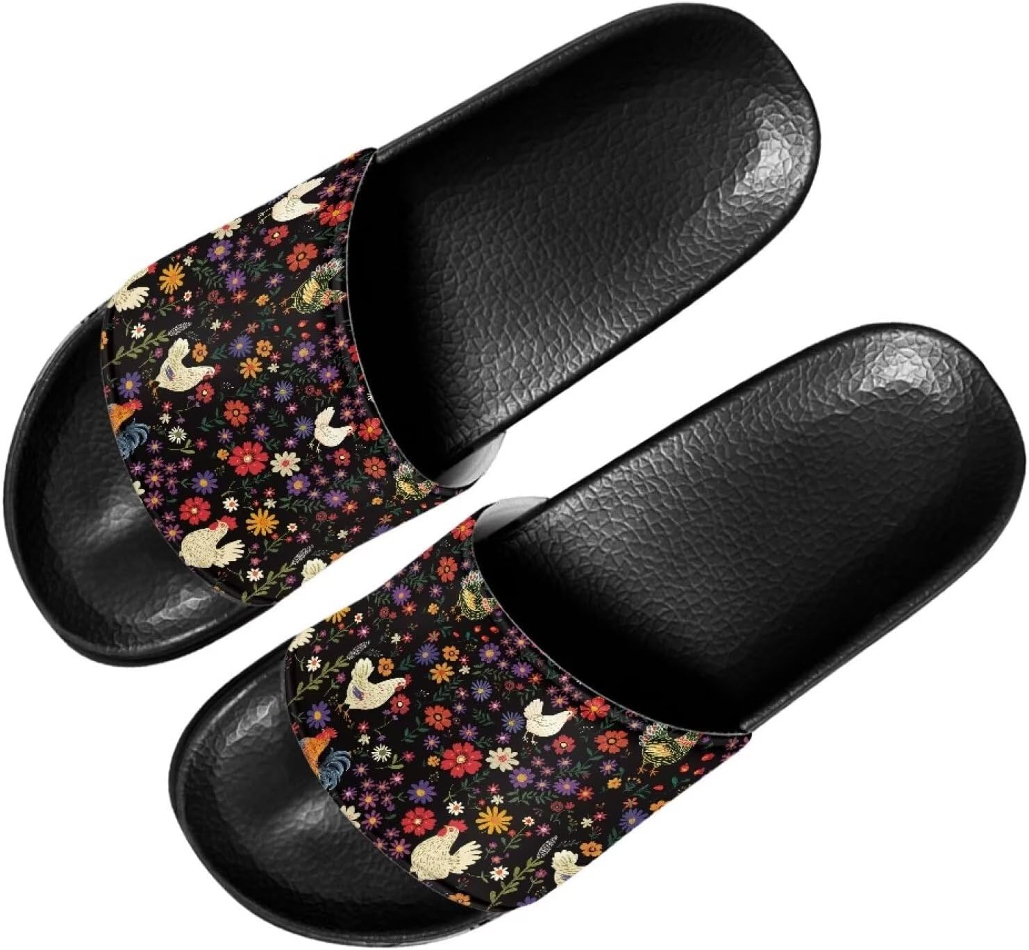 

Мужские и женские слайд-сандалии Forchrinse с ярким тай-дай рисунком бабочки, легкие тапочки с открытым носком для комфорта, для дома и улицы, Chicken Floral