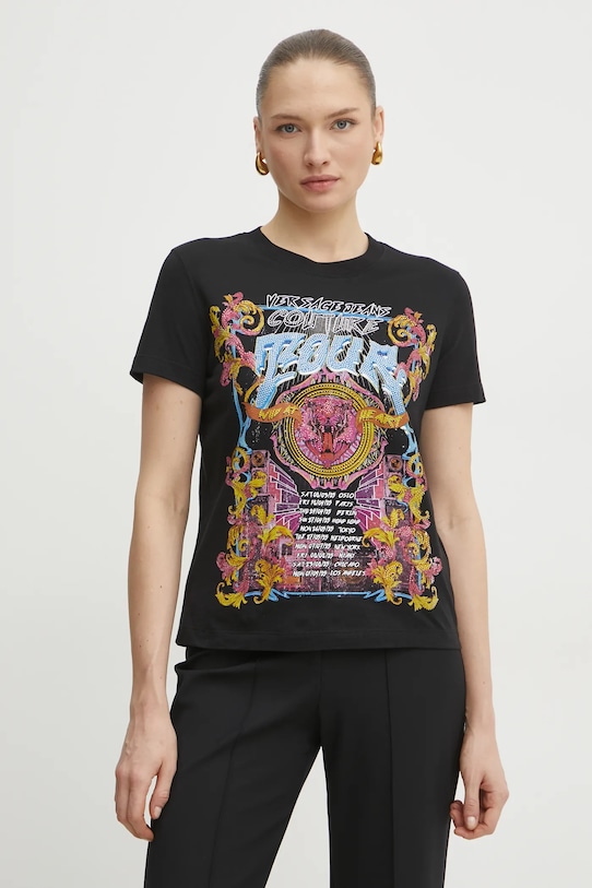 

Хлопковая футболка Versace Jeans Couture, черный