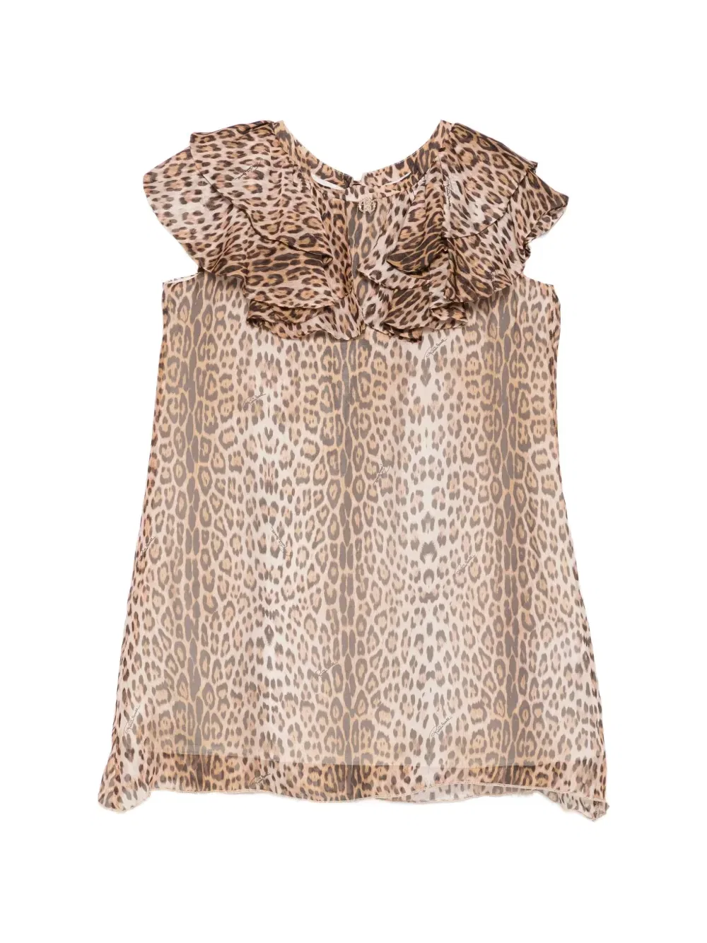 Платье с леопардовым принтом и оборками Roberto Cavalli Junior, коричневый