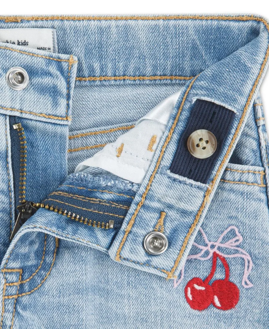 Детские джинсовые шорты с бантом вишневого цвета для девочек 2T-5T Abercrombie Kids, синий — фото 3