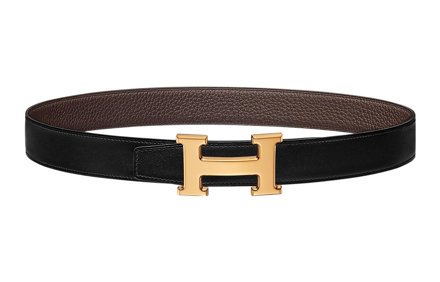 

HERMES Женский кожаный ремень из телячьей кожи Того черный шириной 3.2 см, Black