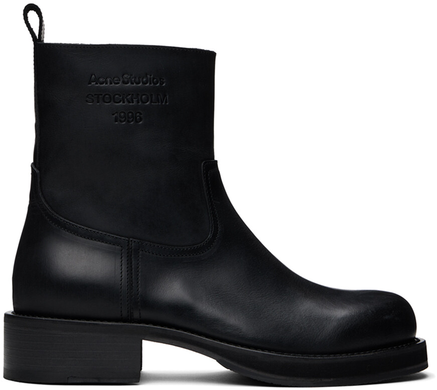 

Черные кожаные вощеные ботинки Acne Studios