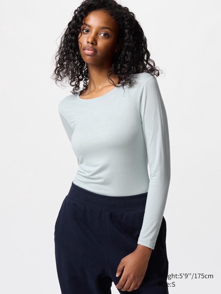 

Футболка Heattech с круглым вырезом Uniqlo, цвет 61 синий