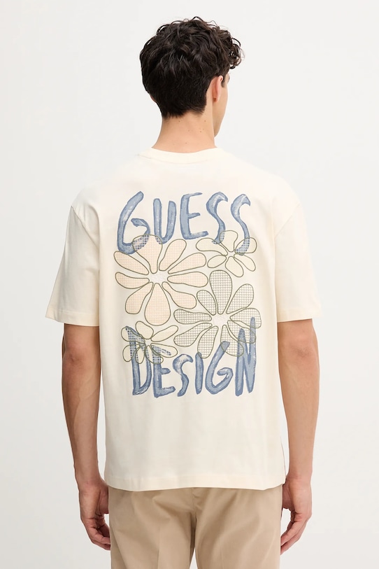 

Хлопковая футболка Guess, бежевый