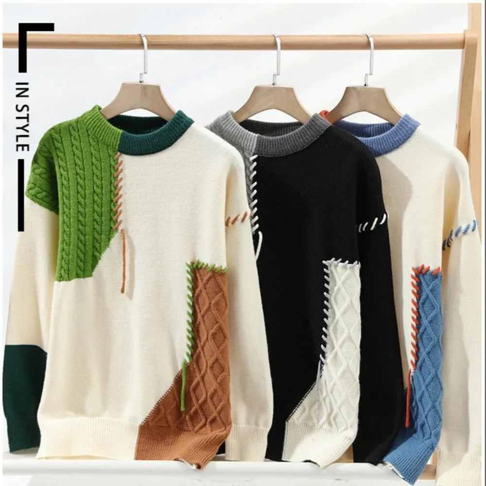 

Мужской свитер Funseed Casual Colorblocking Loose Pullover