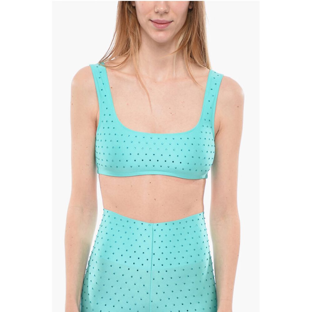 

Однотонный укороченный топ HOLLYWOOD с отделкой стразами The Andamane, Light Blue
