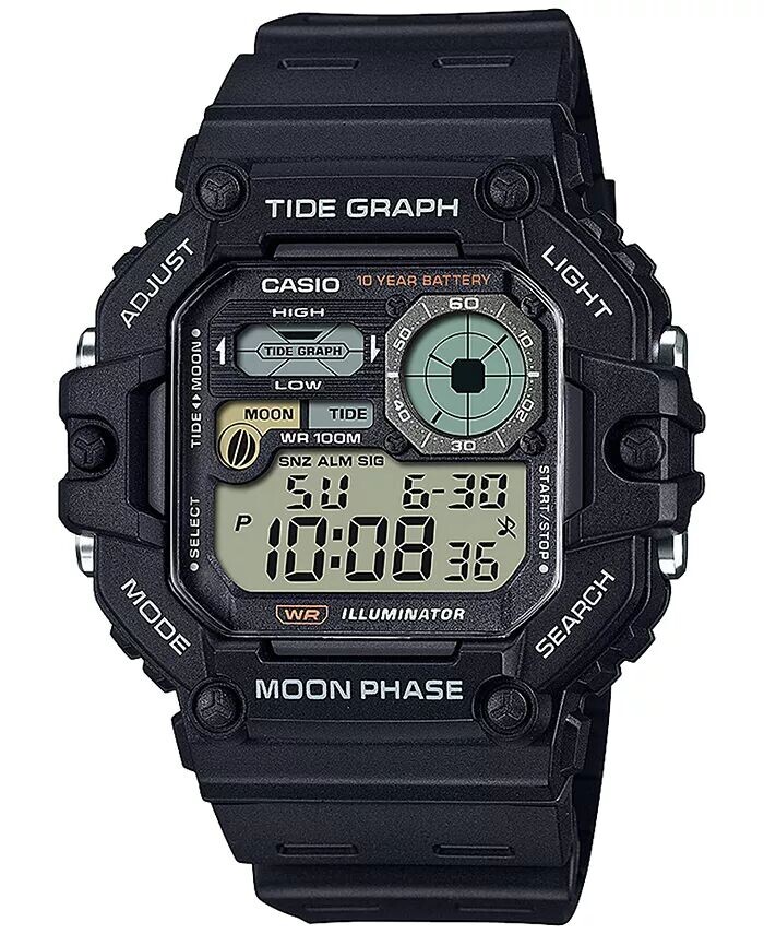 

Мужские цифровые часы с черным ремешком из смолы 42 мм, WS1700H-1AV Casio