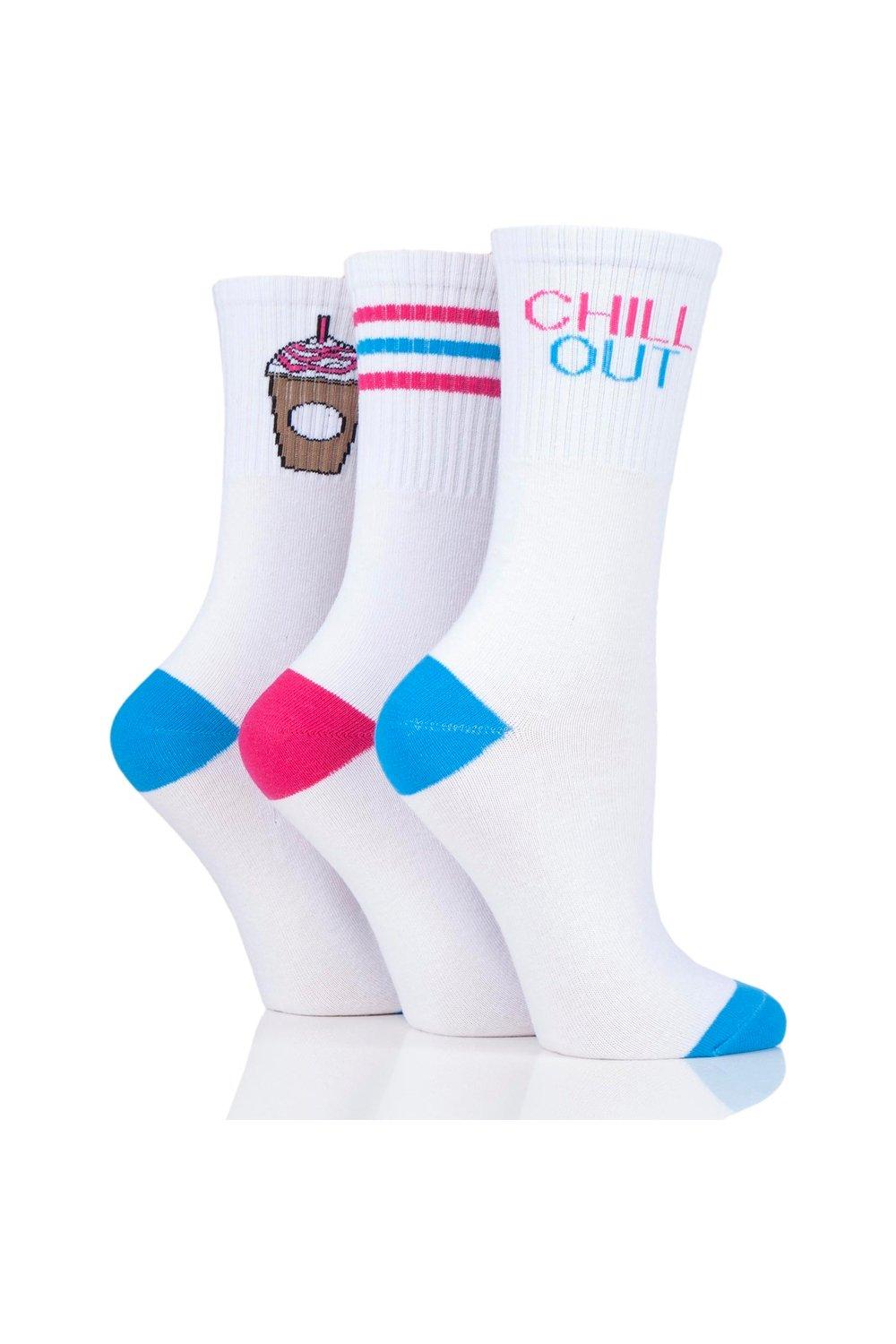 

3 пары хлопковых спортивных носков с надписью SOCKSHOP Wild Feet, мультиколор