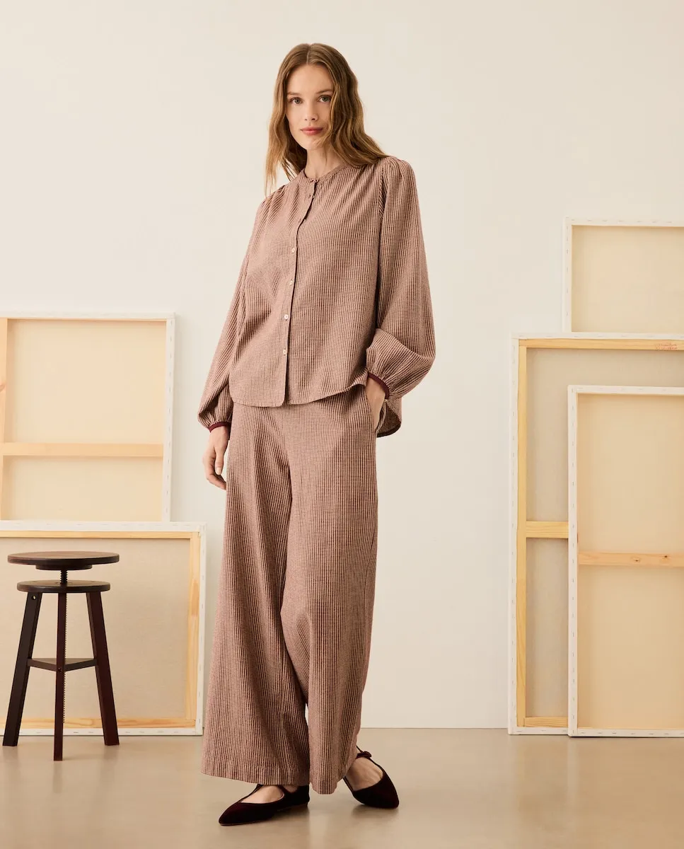 

Повседневные брюки в клетку с фантазийным узором Stella Rittwagen, бордовый