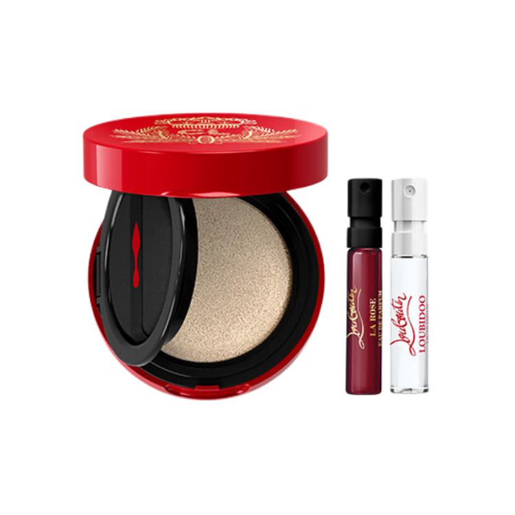 Мини-набор CL Mini Air Cushion Perfume Makeup Mini Sample для легкого нанесения и коррекции тона кожи 5g+2ml+2ml Christian Louboutin — фото 2