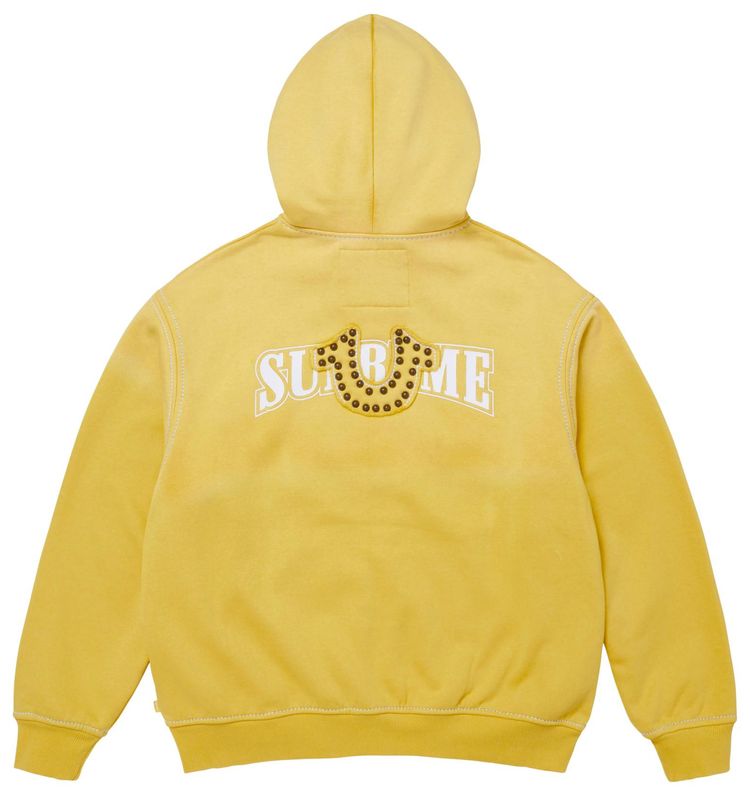 Толстовка Supreme x True Religion на молнии с капюшоном, желтый — фото 2