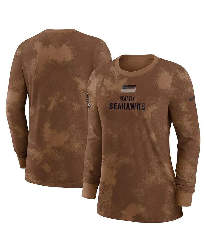 

Женская коричневая футболка с длинным рукавом Seattle Seahawks 2023 Salute to Service Nike