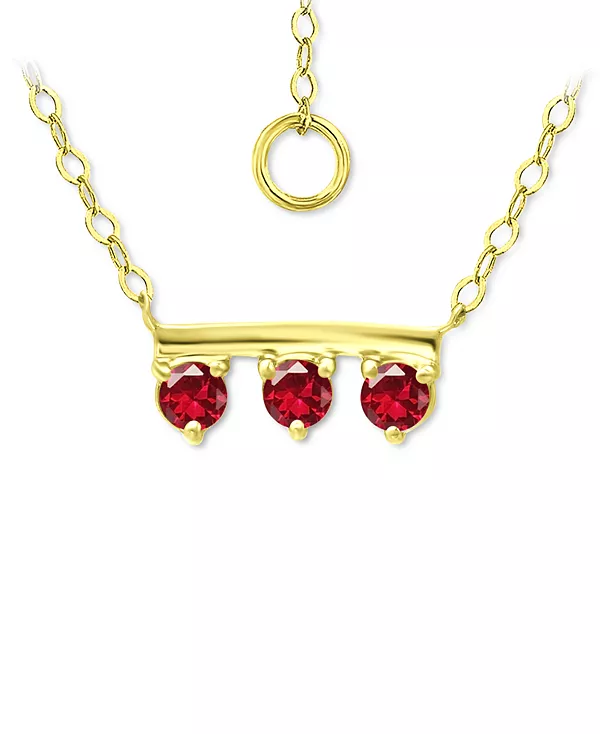 

Ожерелье с тремя подвесками из искусственно выращенных синих сапфиров, 16 дюймов + 2-дюймовый удлинитель (также из выращенного в лаборатории зеленого кварца и рубина), создано для Macy's. Giani Bernini, ruby/gold