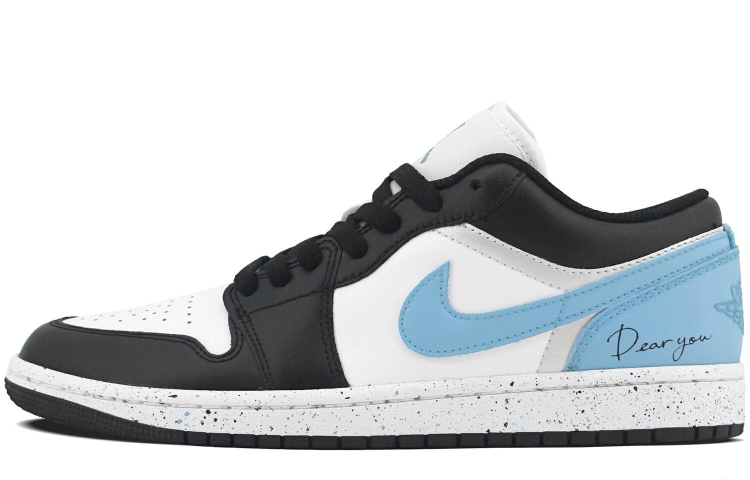 

Кроссовки Air Jordan 1 Vintage Basketball Shoes Women's Low-top Black/Blue/Silver, цвет Carolina Blue