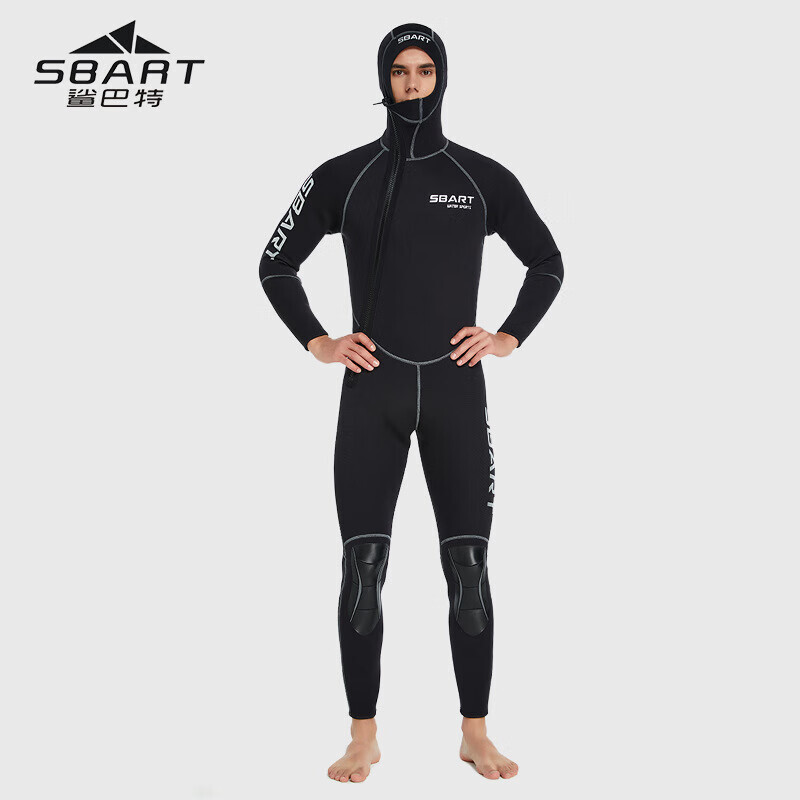 

Гидрокостюм Shark Bart 3 мм, утолщенный мужской и женский с капюшоном для серфинга, снаряжение для глубоководной охоты на рыбу, плюс бархат 1529, черная красная линия, код XL SBART