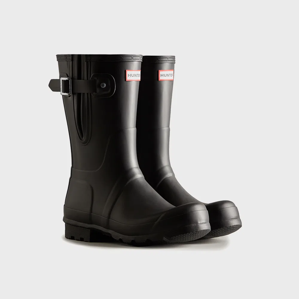 Мужские короткие резиновые сапоги Original Side Adjustable чёрные от Hunter