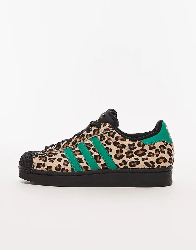Кроссовки Adidas Originals Superstar II в леопардовом и зеленом цветах — фото 2