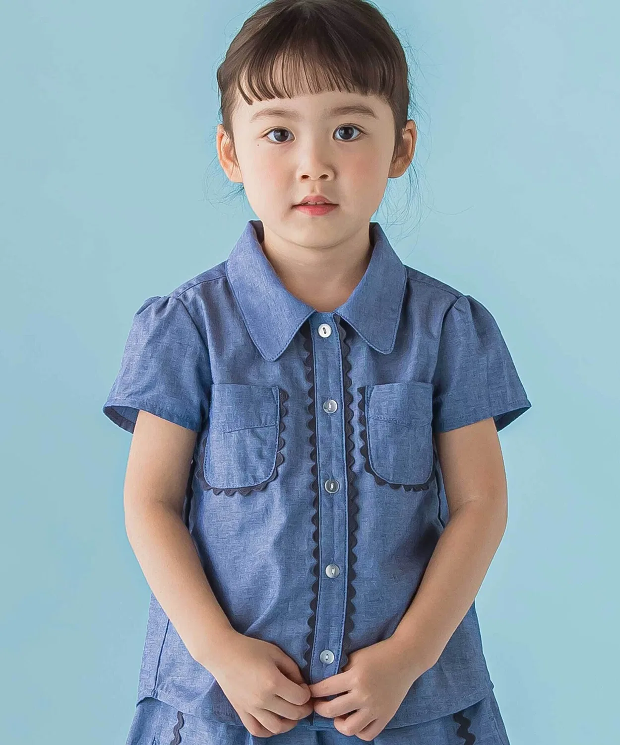 Сет из блузы и шорт денгри, BeBe Petits Pois Vert, レッド — фото 3