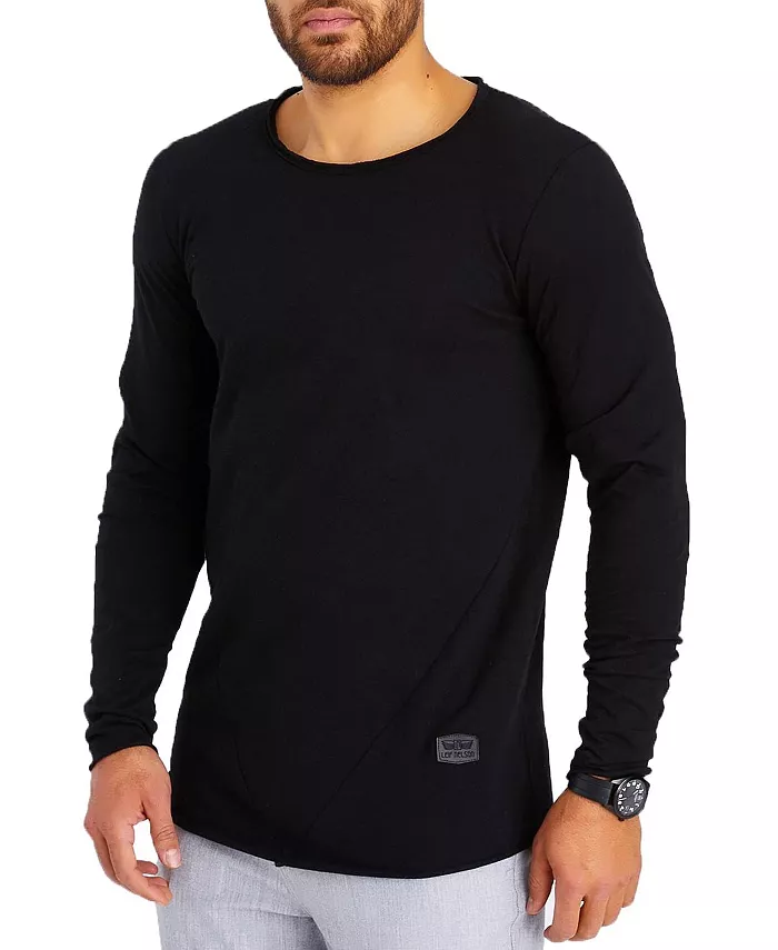 

Мужская футболка с круглым вырезом Slim Fit | Классический стильный лонгслив с круглым горлом Leif Nelson, коричневый/бежевый