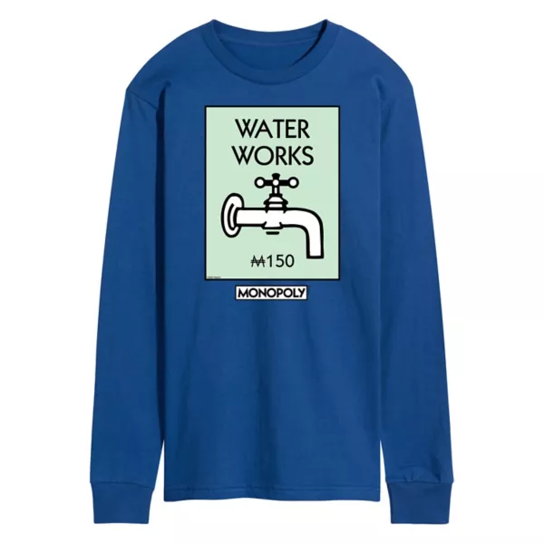 

Мужская футболка с длинным рукавом и принтом «Monopoly Waterworks» Licensed Character, синий