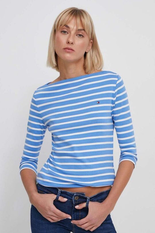 

Хлопковый топ с длинными рукавами Tommy Hilfiger, синий