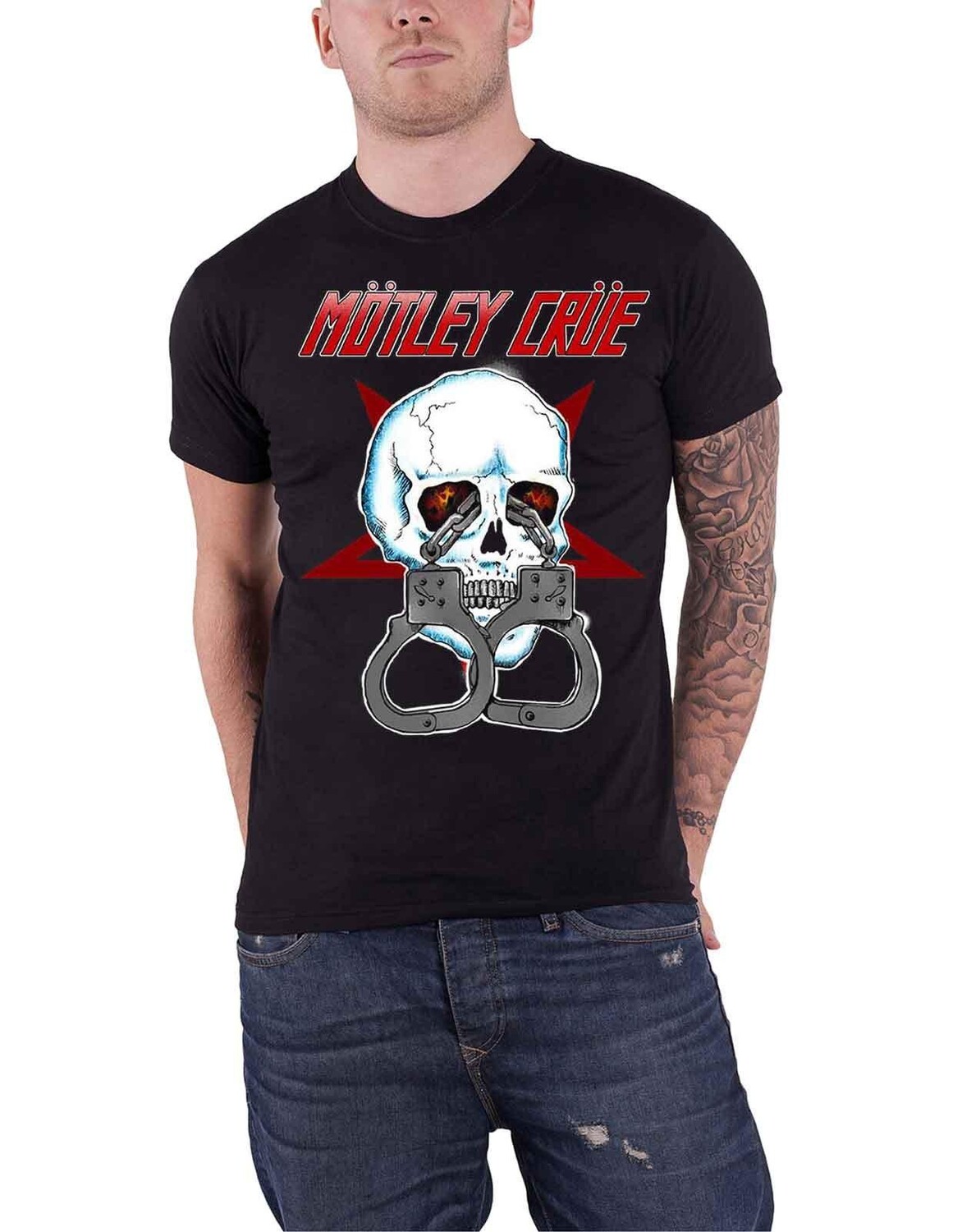 

Футболка с манжетами в виде черепа Motley Crue, черный