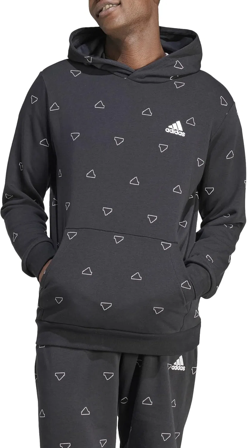 Худи мужское adidas Seasonal Essentials Monogram Graphic Hoodie, Black/White — фото 3