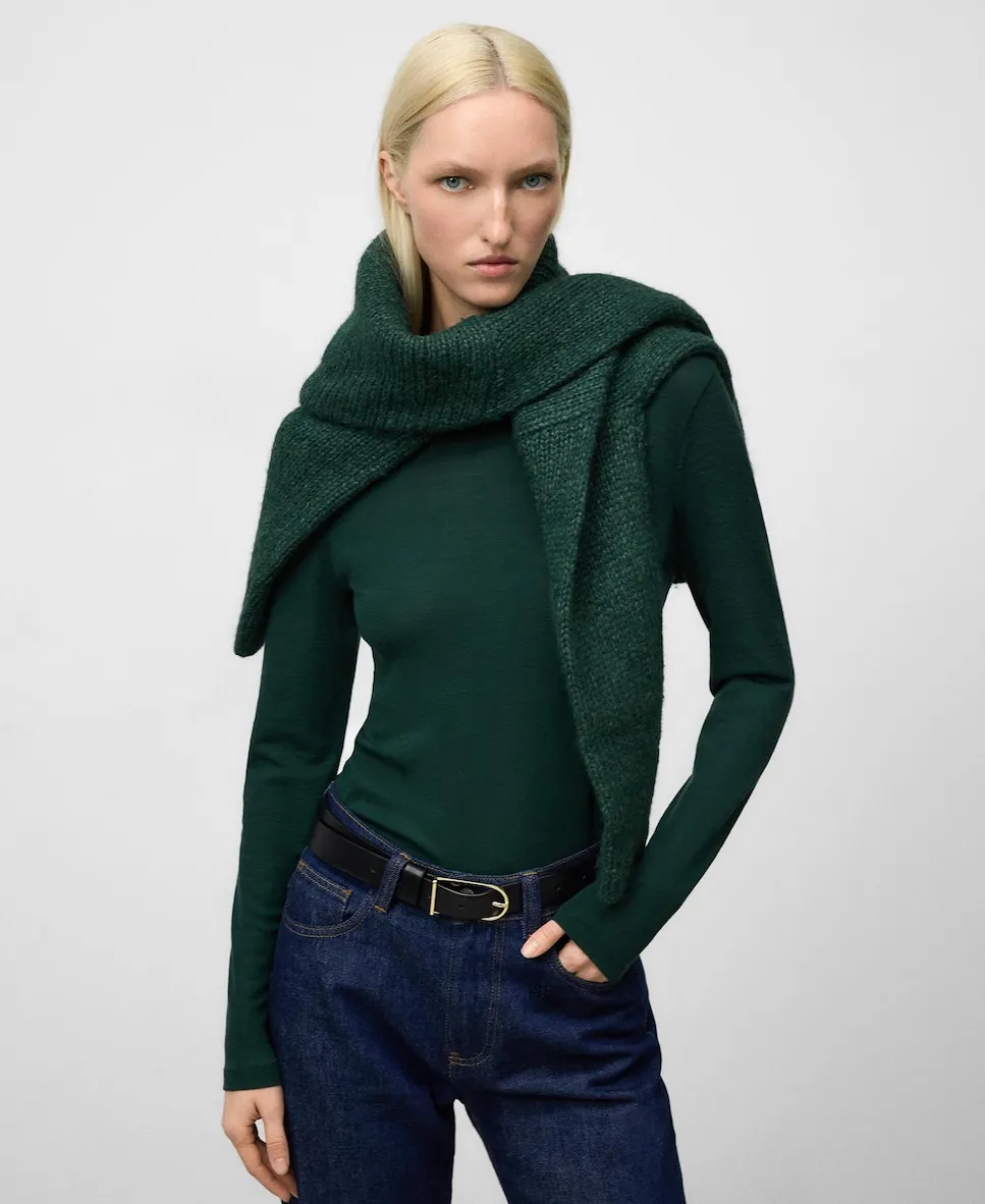 

Женская футболка с круглым вырезом из мериносовой шерсти Adolfo Dominguez, темно-зеленый