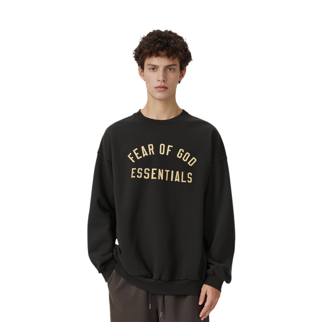 Топ Fear of God Essentials Fleece II Crewneck 'Black' — фото 3