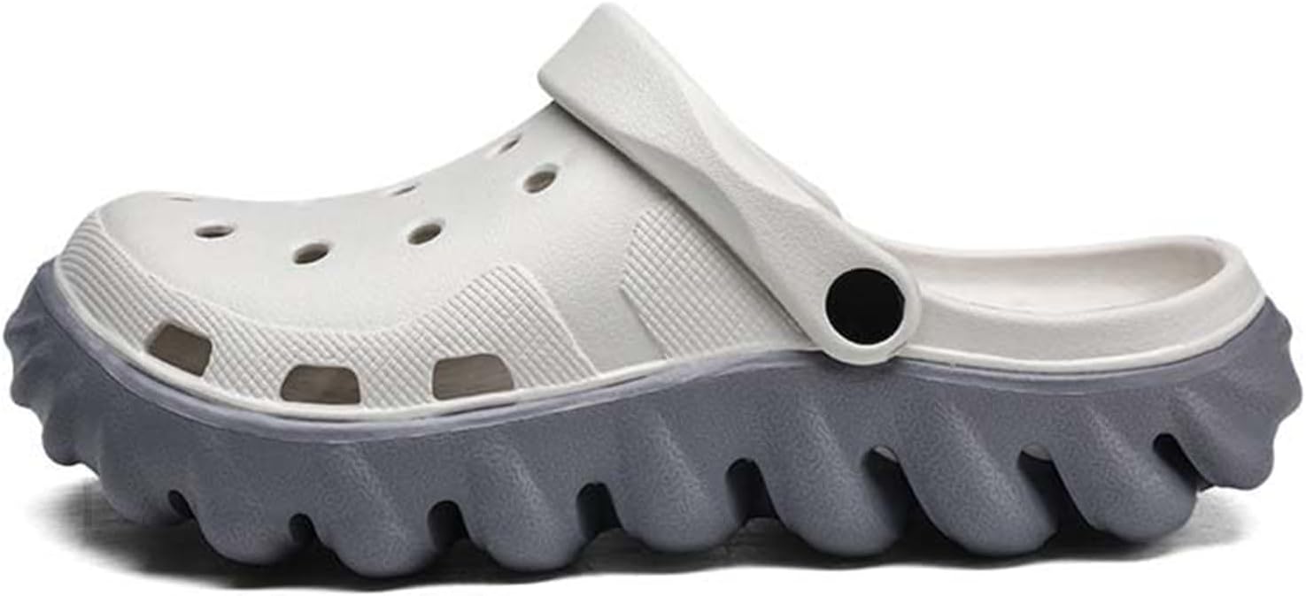 

Мужские удобные садовые сабо с толстой подошвой, дышащие, износостойкие, противоскользящие сандалии для пляжа, прогулок, дома и улицы Generic, серый