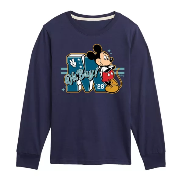 

Футболка с длинным рукавом и принтом Микки Мауса для мальчиков 8-20 лет "Oh Boy!" Disney, синий