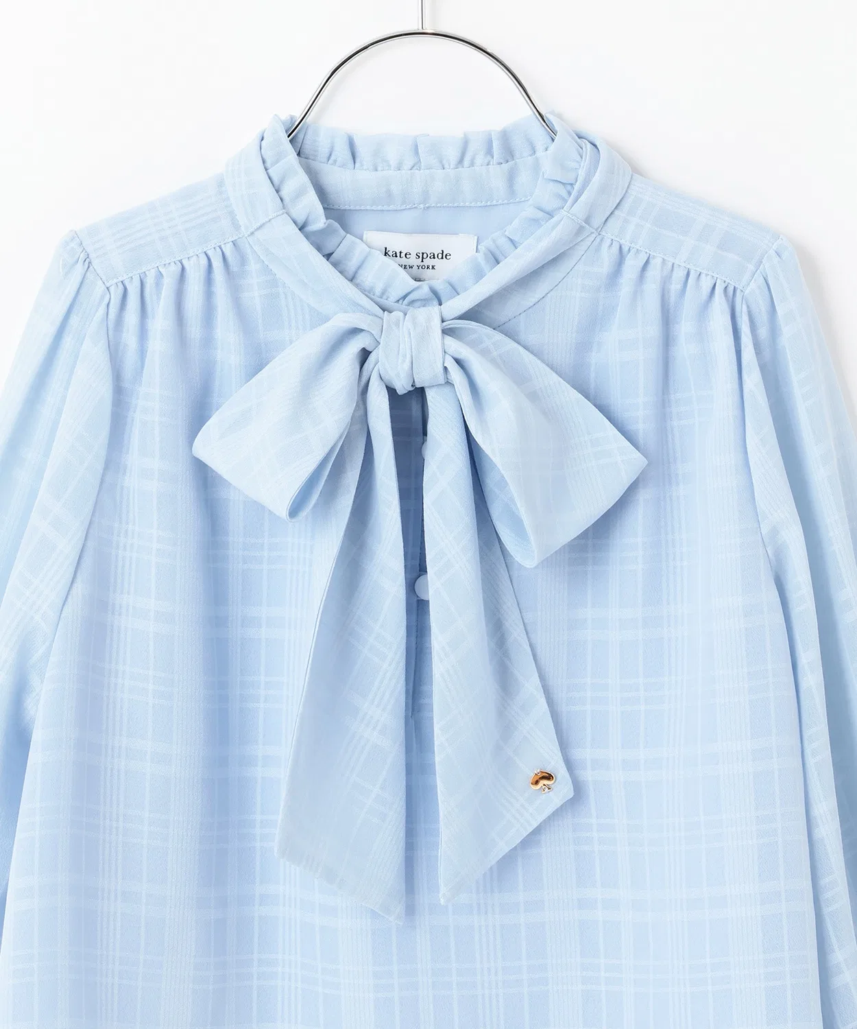 Детская блузка с бантом kate spade new york kids сапфирно-синего цвета — фото 2