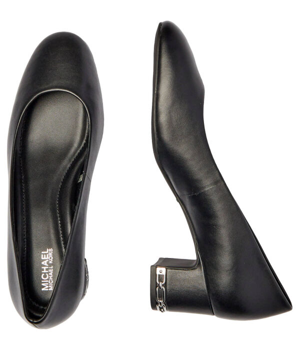 Туфли кожаные на высоком каблуке на столбике June Flex Mid Pump Michael Kors, черный — фото 4