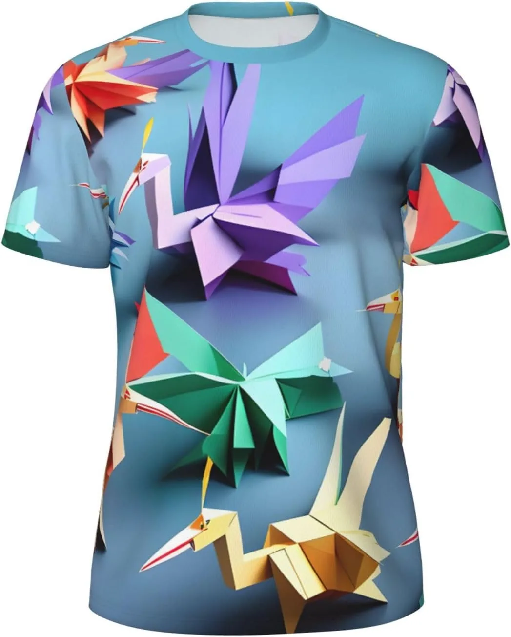 

Футболка мужская летняя с принтом Origami Multicolor Papercraft Cranes, короткий рукав, легкая SDFHU