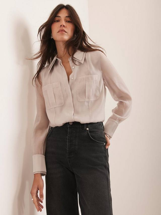 

Рубашка с воротником-стойкой Mint Velvet, Natural