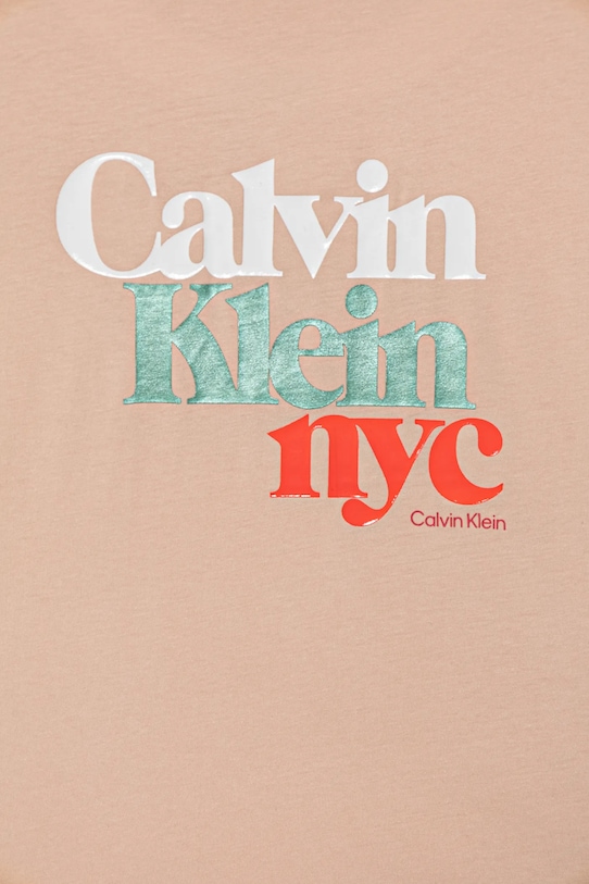 Детская хлопковая футболка Calvin Klein Jeans, оранжевый — фото 3