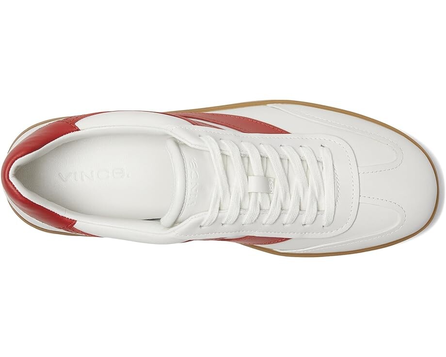 Кроссовки Vince Oasis-M Lace-Up Retro Sneakers, цвет Chalk White/Ruby Red Leather — фото 2