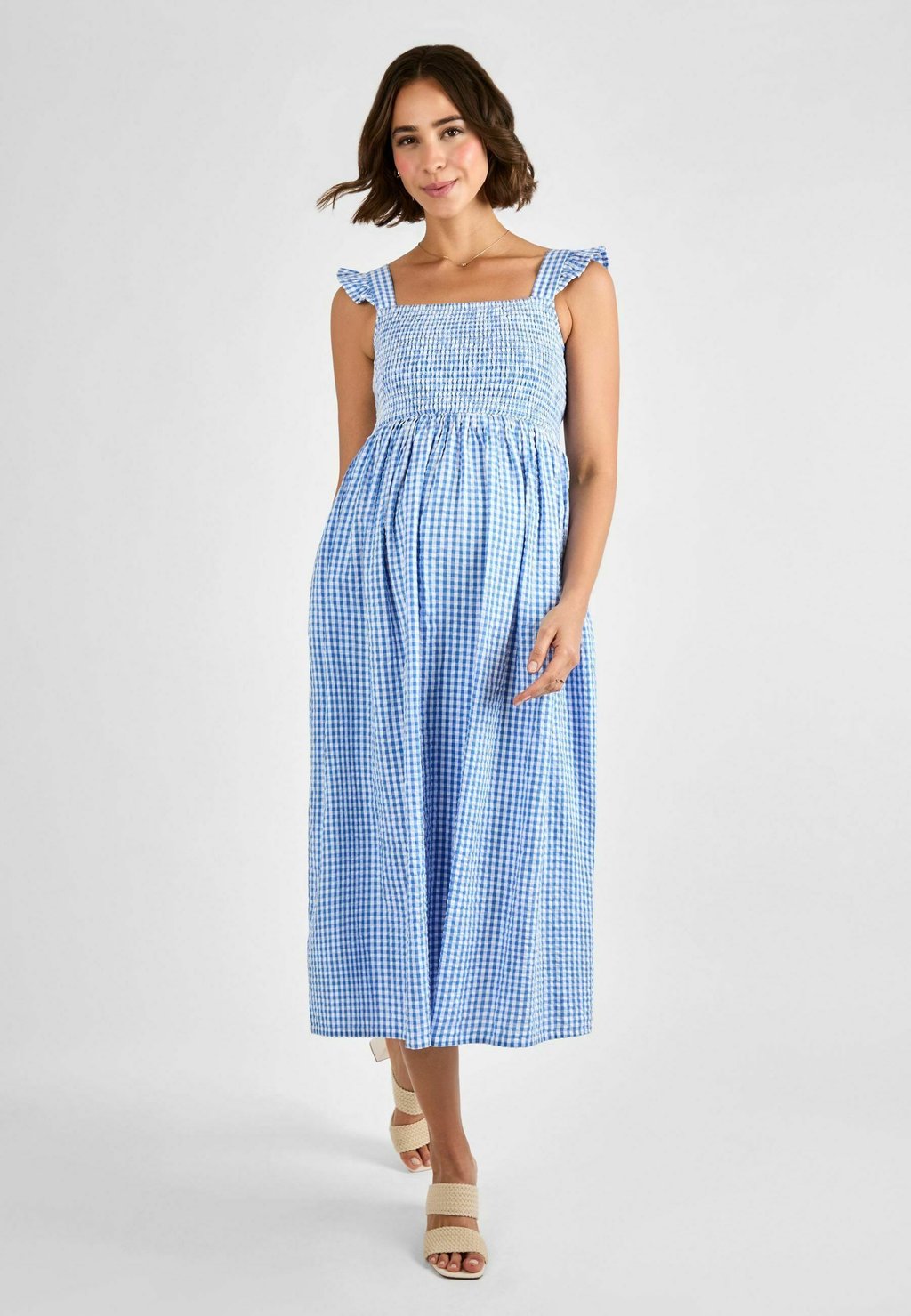 

Повседневное платье MATERNITY FIT - GINGHAM SHIRRED JoJo Maman Bébé, синий