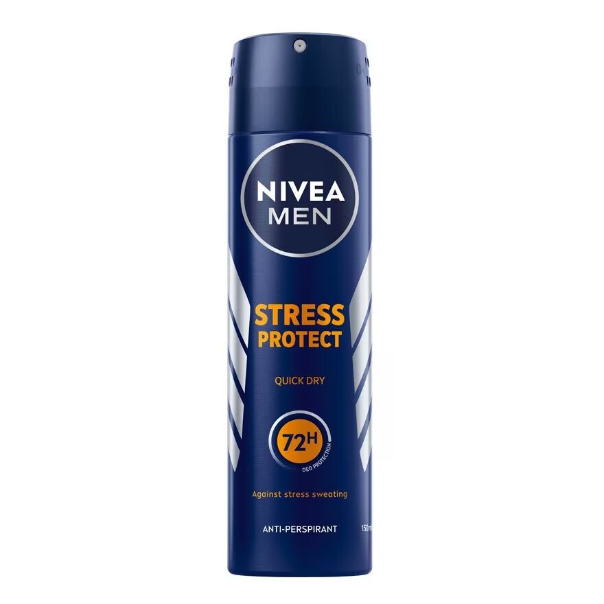 

Nivea NIVEA Men Deo Spray Stress Protect 150 мл. สเปรย์ ลดเหงื่อ ระงับกลิ่นกาย ผู้ชาย, Blue