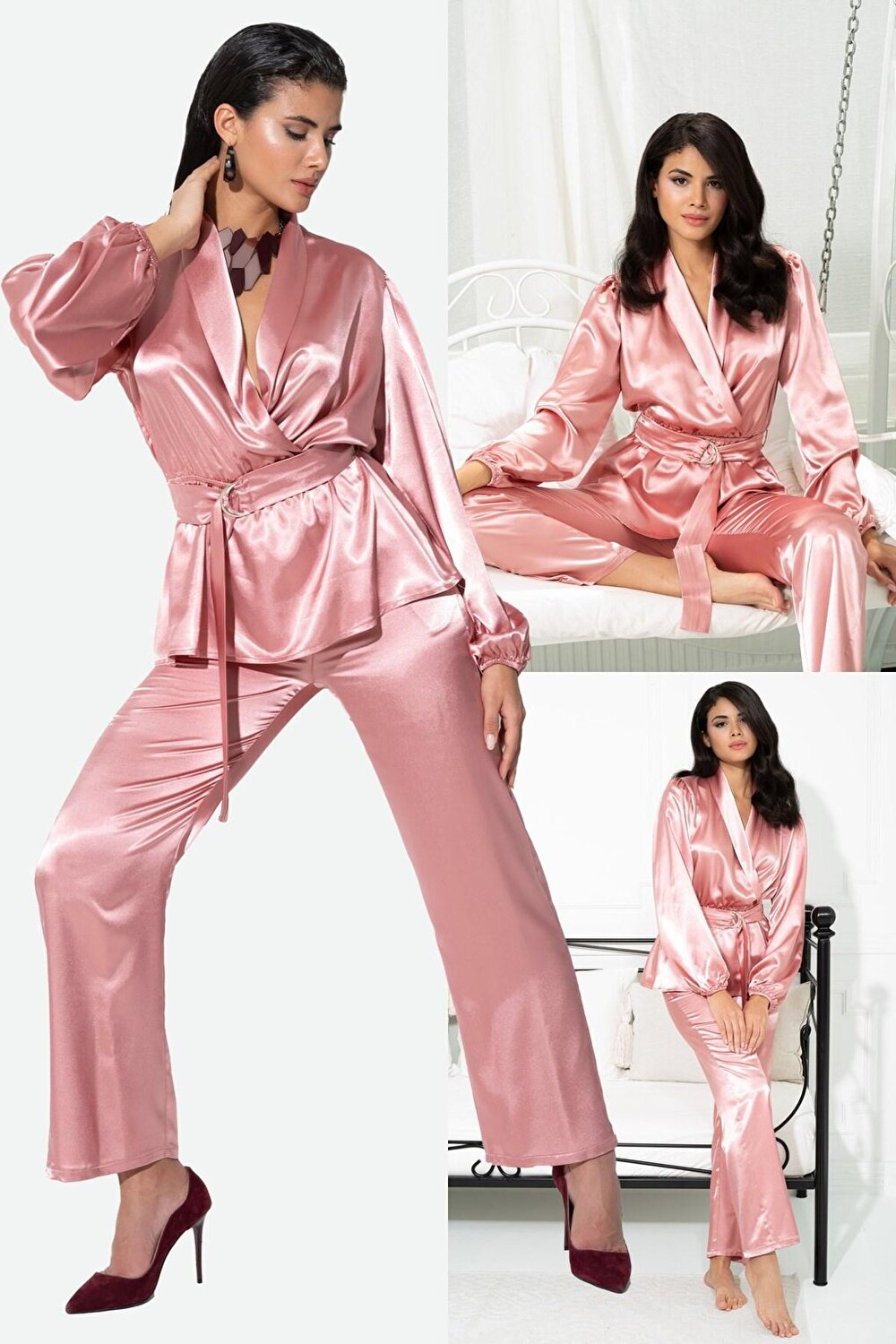 

Пижамный комплект из двух предметов «Пыльная роза» внутри и снаружи FOR YOU MODA