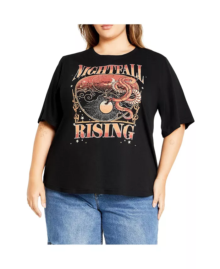 

Футболка больших размеров с закругленным подолом CITY CHIC, черный