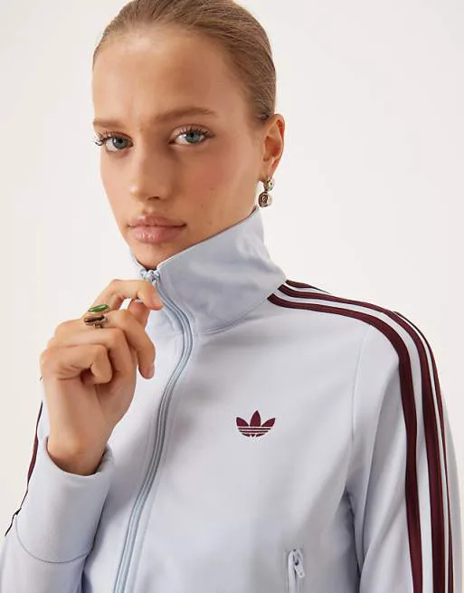 Классическая спортивная футболка синего и бордового цвета adidas Originals Firebird — фото 4