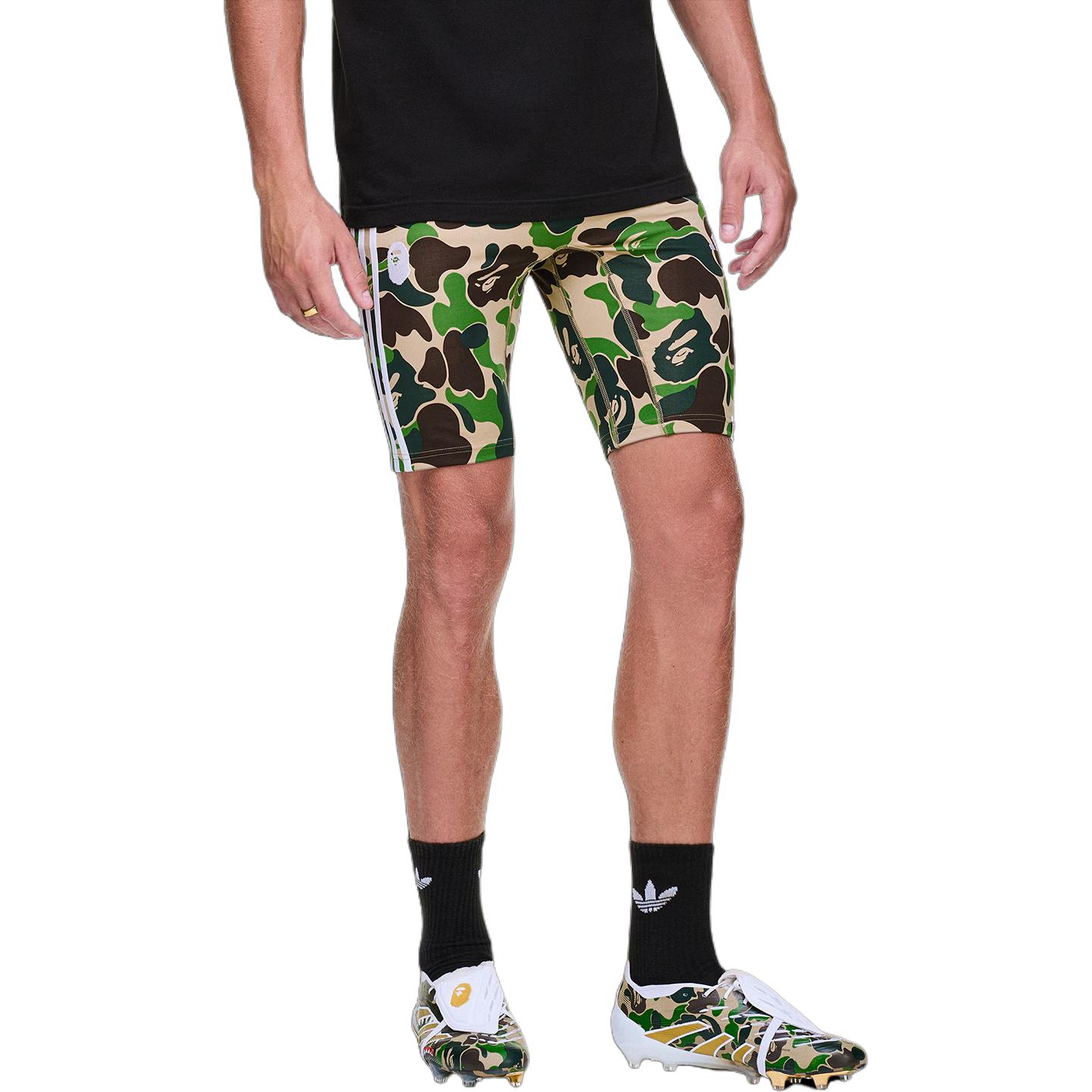A BATHING APE FB Tights спортивные шорты unisex Adidas, зеленый/темно-зеленый/коричневый — фото 4