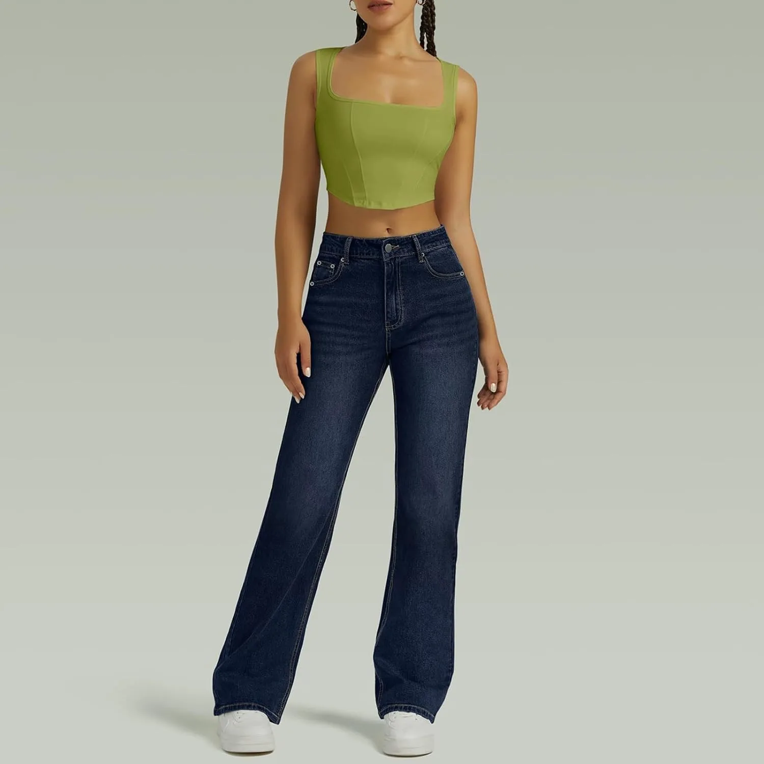 Широкие джинсы женские Baggy Boyfriend High Waisted Straight Leg Stretchy — фото 2