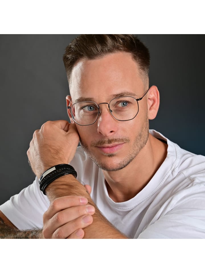 

Adeliás Мужской браслет - кожаный браслет, 17 см, черный