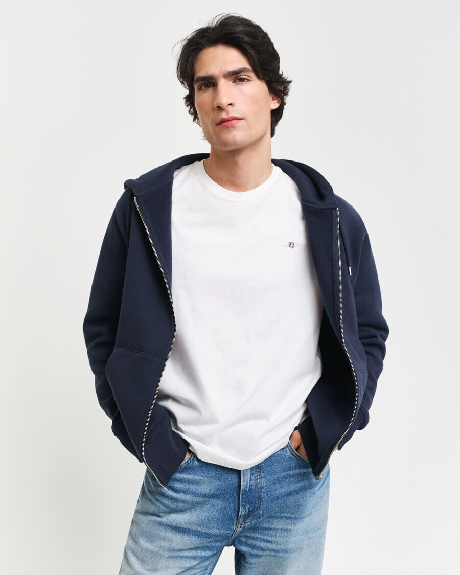 

Толстовка с капюшоном на молнии GANT Zip-Up Hoodie, синий
