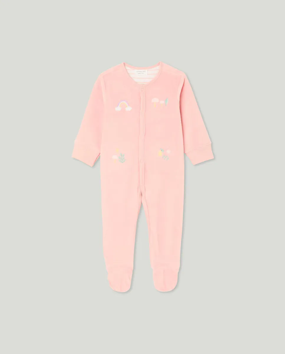 

Длинный комбинезон с вышивкой для девочки Cotton Juice, розовый