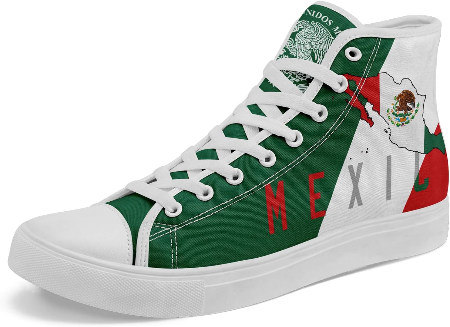 

Высокие кеды на шнуровке AWSOLE с флагом Мексики для мужчин и женщин, унисекс, стильные дышащие кроссовки с черепами, модная обувь на плоской подошве, белый/красный/зеленый/серый
