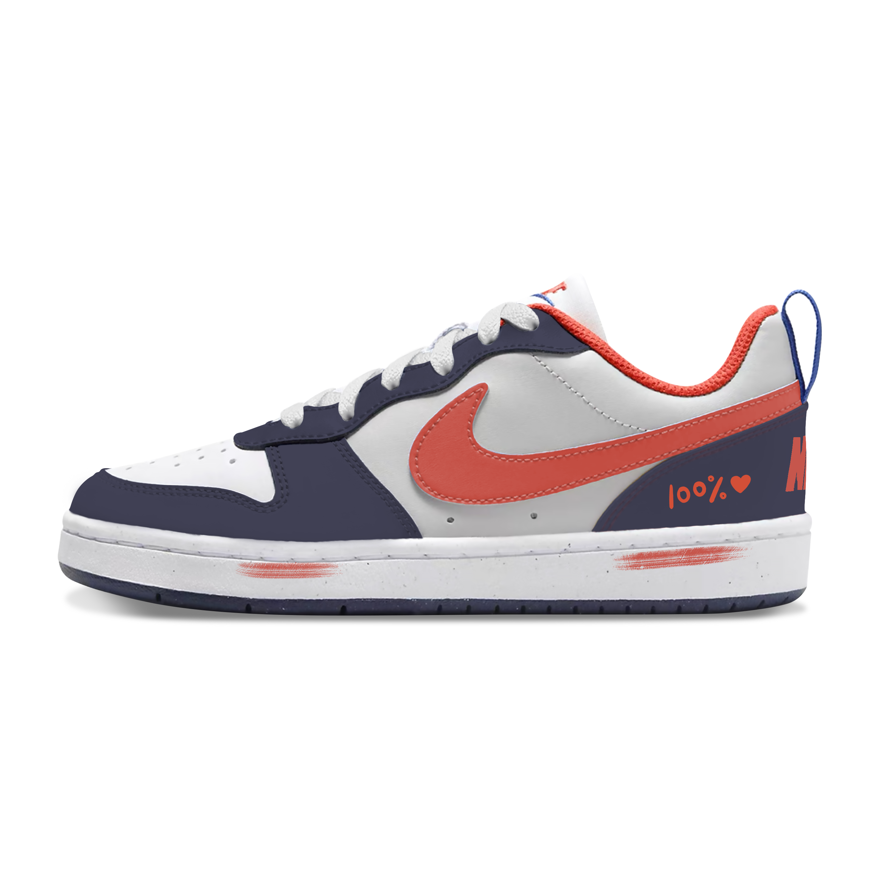 

Nike Дышащие низкие детские кроссовки для скейтбординга Court Borough, синие, оранжевые, для подростков